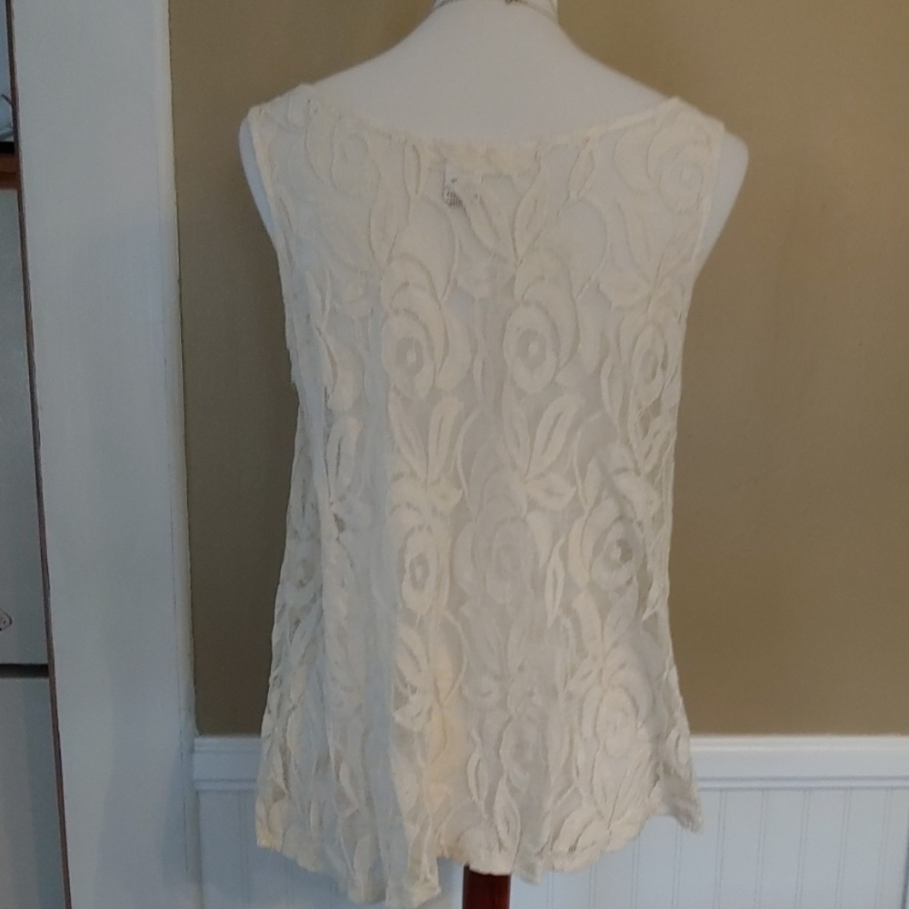 5/$35 3/$25 SHEER LACE TANK TOP - CREAM - Picture 4 of 5